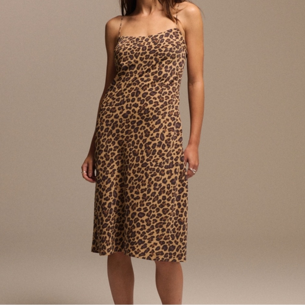 Abercrombie Leopard Print Slip Midi Dress